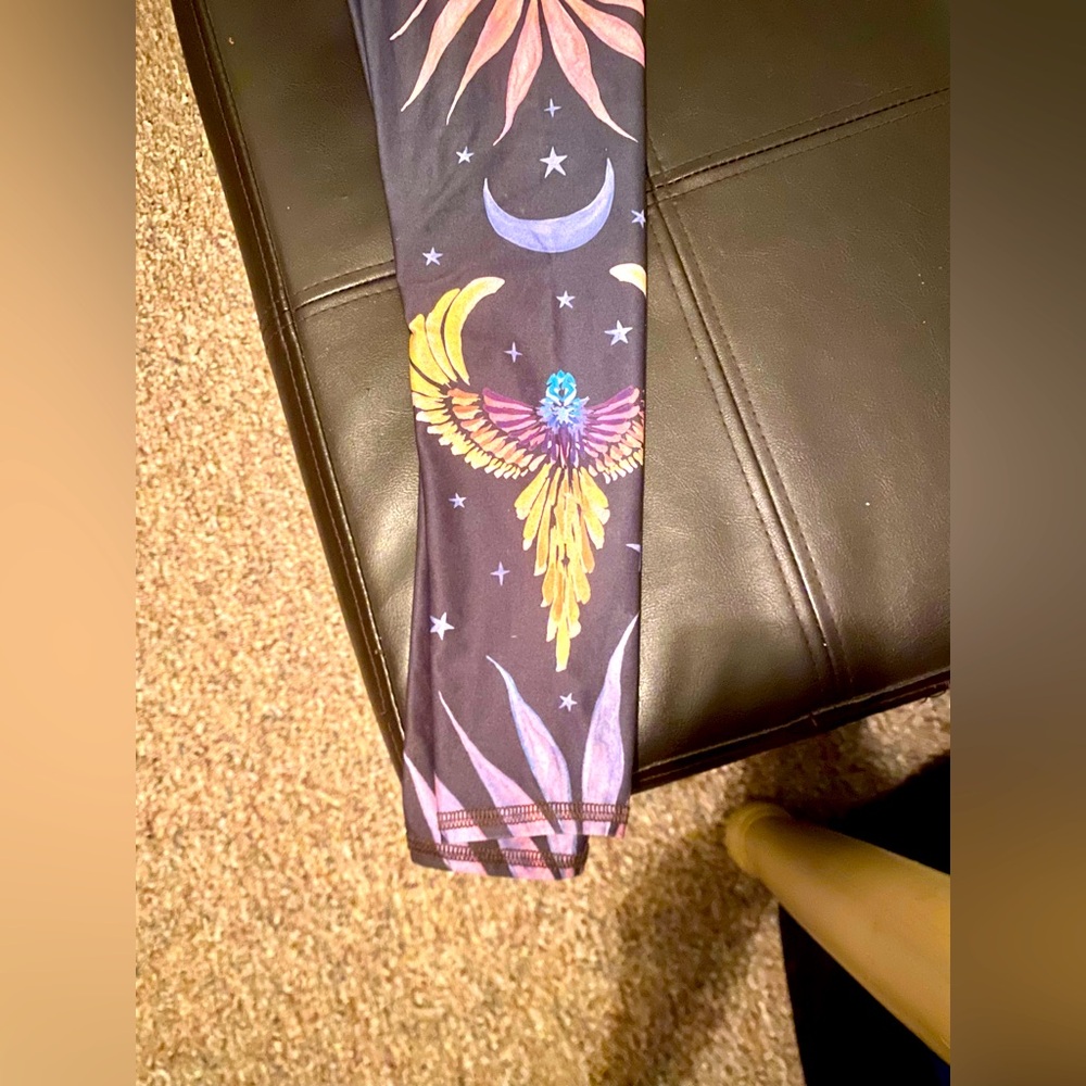 Teeki Black Leggings with Colorful Celestial Design
